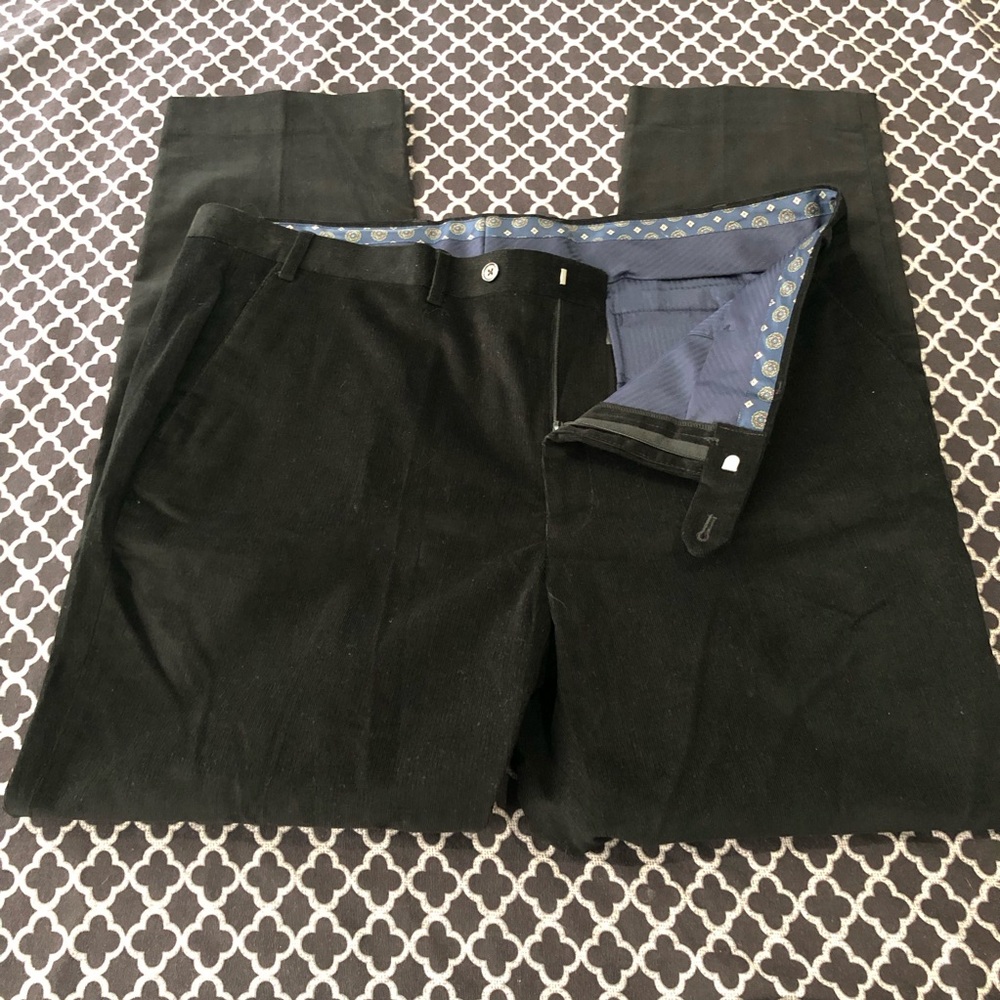 Lauren Ralph Lauren Mens Corduroy Flat Front Modern Pants Size 40X32 Black S9